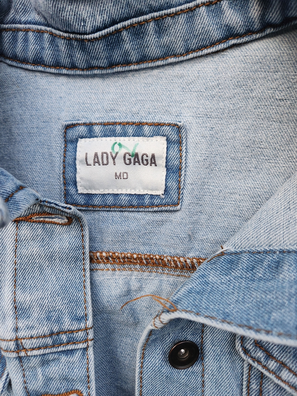 Lady Gaga Light Blue Denim Jean Jacket - GAGA Embroidered - Picture 4 of 8